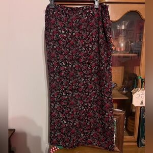 VINTAGE Black and Red Floral Maxi Skirt